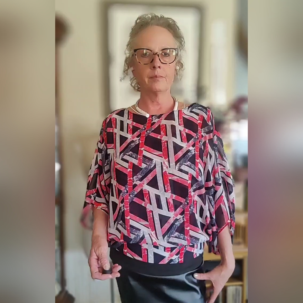 Multi color Alfani medium size blouse with attached camisole